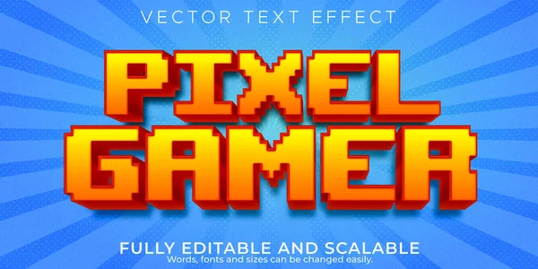 Pixel Gamer Text Effect Editable Retro Arcade Text Style — Vetor de Stock