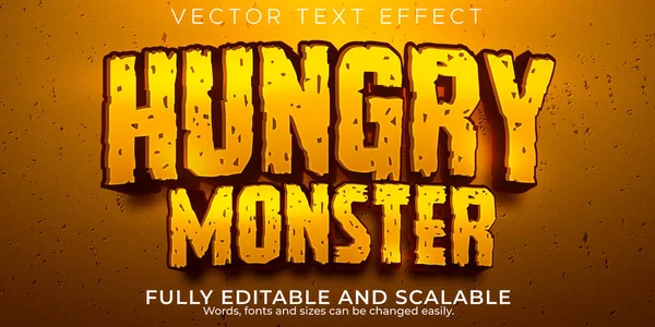 Hungry Monster Text Effect Editable Cartoon Comic Text Style — Vetor de Stock