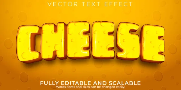 Cheese Text Effect Editable Food Fresh Text Style — Stock Vector