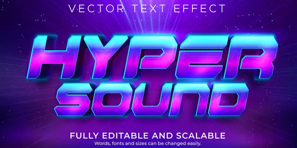 Hyper Sound Text Effect Editable Retro Vintage Text Style — Stock Vector