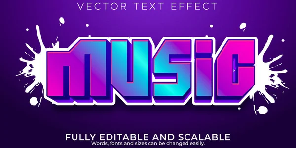 Zene Szerkeszthető Szöveges Effektus Neon Art Szöveg Stílusban — Stock Vector