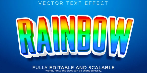 Rainbow Redigerbar Text Effekt Färgglada Och Tecknad Text Stil — Stock vektor