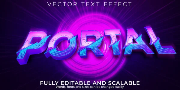 Efekt Portálového Textu Upravitelný Teleport Budoucí Styl Textu — Stockový vektor