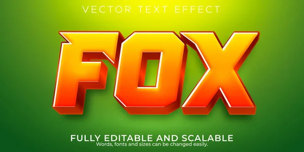 Effet Texte Fox Animaux Modifiables Style Texte Gamer — Image vectorielle