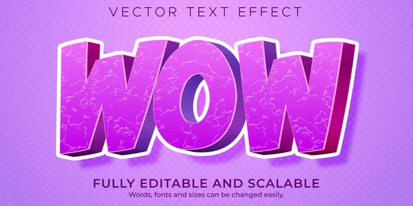 Wow Cartoon Texteffekt Editierbarer Comic Und Lustiger Textstil — Stockvektor