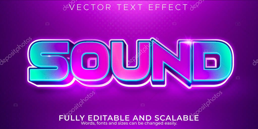 Hyper sound text effect, editable retro and vintage text style