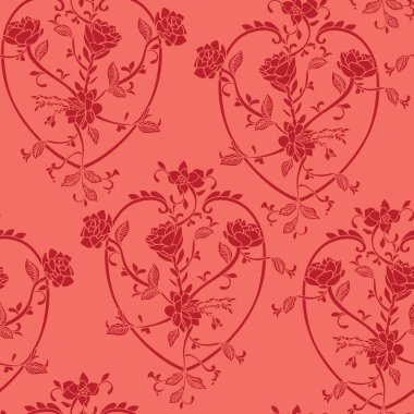 Romantik, modern çiçek kalbi motifi, klasik bir his. Kusursuz desen. Defterler, hediye paketleri, duvar kağıtları, ürün tasarım projeleri için harika. Yüzey deseni tasarımı - Vektör