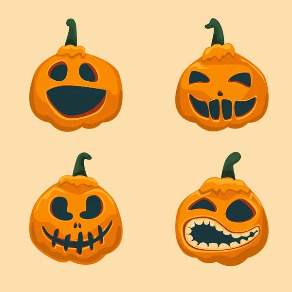 Set Dovleac Halloween Dovleci Colecție Halloween Fericit Dovleci Izolaţi Colecție — Vector de stoc