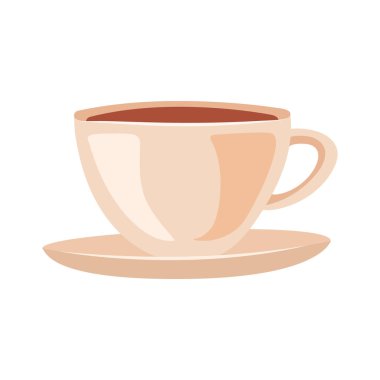  Cuppa. Bir fincan çay. Vektör illüstrasyonu beyaz arkaplanda izole edildi.