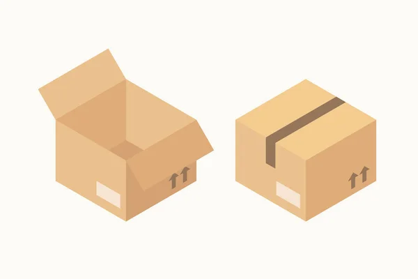 Mengirim Karton Bahan Pengepakan Untuk Barang Kotak Idetrik Ilustrasi Stok - Stok Vektor