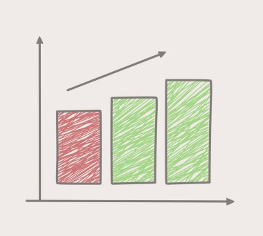 Grafik çizelgesi elle çizilmiş. Vektör karalama çizimi.