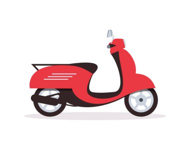 Kırmızı scooter. Düz motorsiklet. Teslimat scooter.