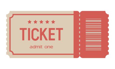  Kağıt bilet. Beyaz arkaplanda vektör illüstrasyonu izole edildi..