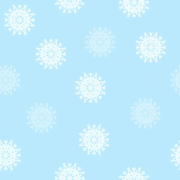 Sneeuwvlokken Naadloos Patroon Witte Sneeuwvlokken Een Blauwe Achtergrond Vectorstructuur — Stockvector