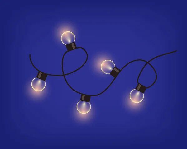 Julklotets Snörljus Garland Glödlampor Vektor Illustration — Stock vektor