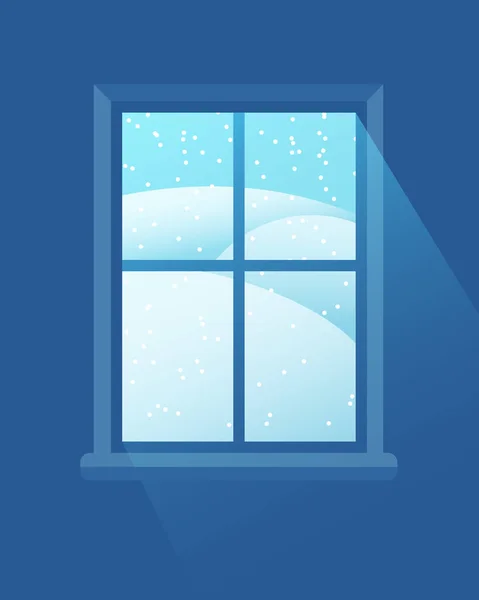 Lumière Fenêtre Paysage Hivernal Devant Fenêtre Neige Illustration Vectorielle — Image vectorielle