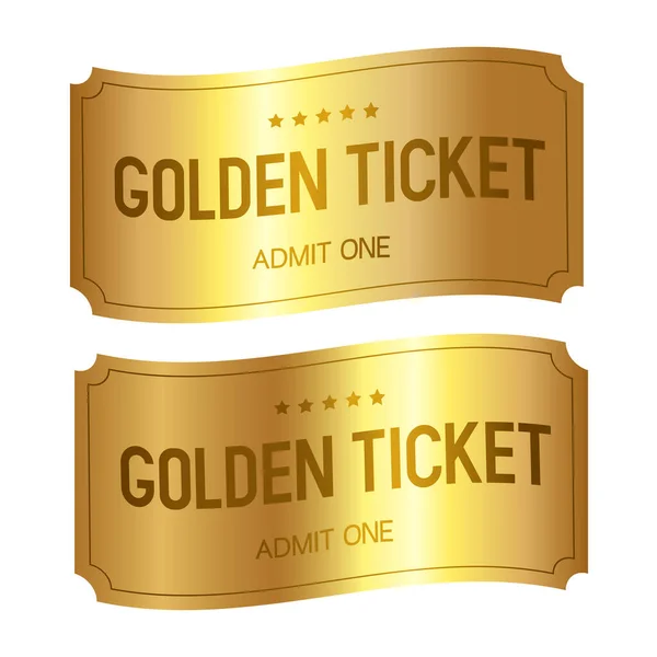 Conjunto Billetes Oro Agitando Billetes Oro Con Inscripción Ticket Ilustración — Vector de stock