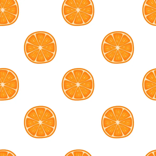 橘片无缝图案 白色背景上的橙片 — 图库矢量图片