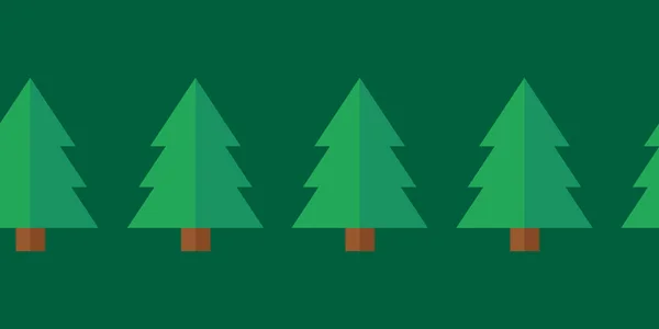Christmas Tree Seamless Vector Border Green Fir Trees Green Background — Stock Vector