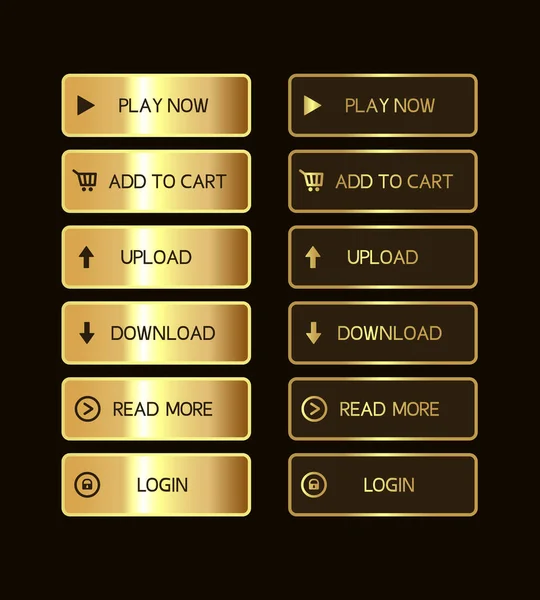 Guldknappar För Webbplats Lyxknappar För Webbdesign Vektorillustration — Stock vektor