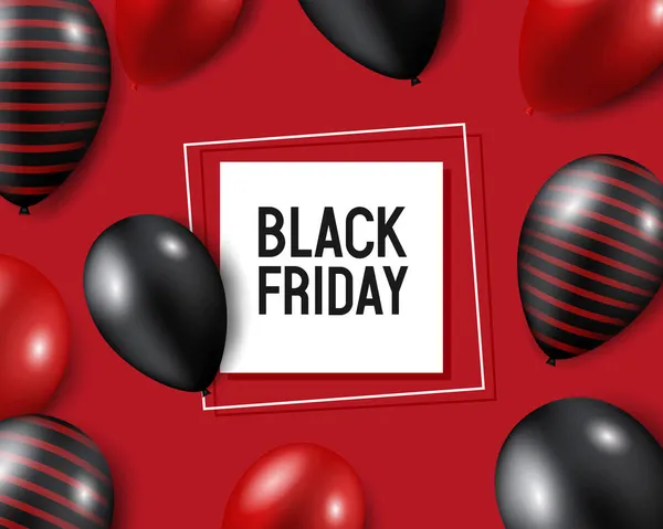 Black Friday Banner Red Black Balloons Background Advertising Banners Black — Stock Vector