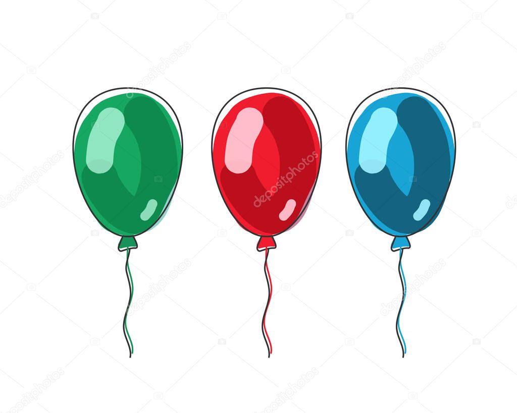 Balloons. Hand drawn doodle balloons. Vector illustration isolated on white background.