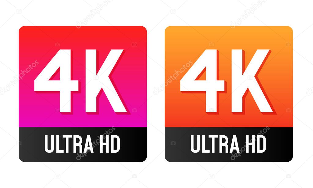4k ultra HD, colorful badges. 4K video resolution, vector illustration.