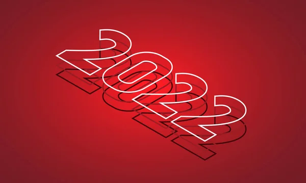 Πρωτοχρονιάτικο Πανό Ισομετρική 2022 Κόκκινο Φόντο Εικονογράφηση Διανύσματος — Διανυσματικό Αρχείο