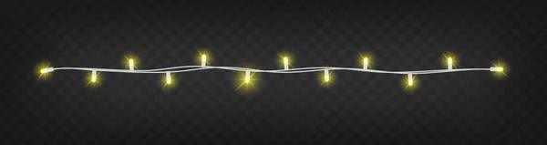 Light Bulbs Christmas String Lights Garland Vector Illustration Isolated Black — Stock vektor