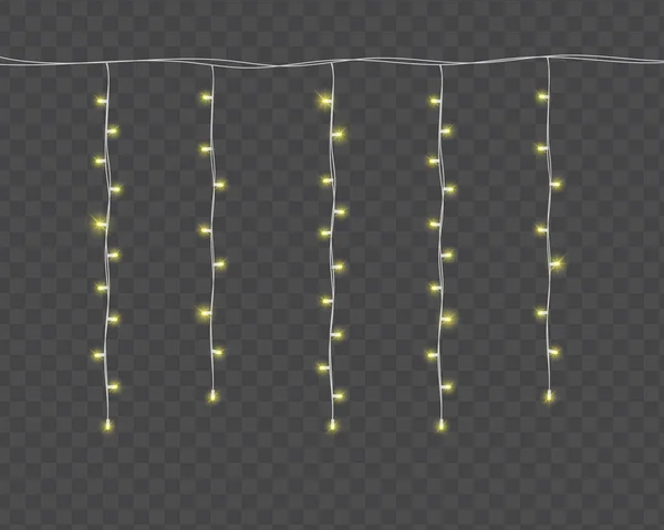 Light Bulbs Christmas String Lights Garland Vector Illustration Isolated Transparent — Stock vektor