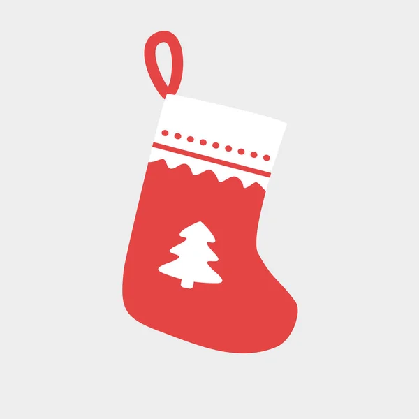 Bas Noël Pour Cadeaux Chaussette Rouge Avec Fourrure Blanche Motif — Image vectorielle