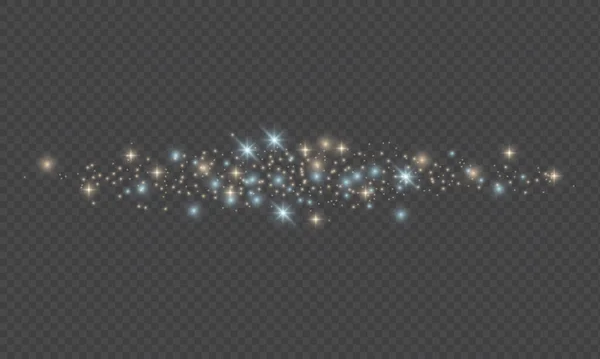 透明な背景に多色の火花 スターダスト レンズフレア 灰色の背景に孤立したベクトル図 — ストックベクタ