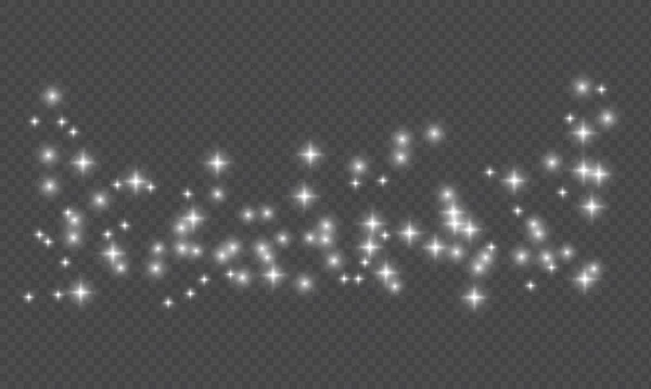 Şeffaf bir arkaplanda beyaz parıltı. Stardust, Lens Fişeği. Gri arkaplanda izole edilmiş vektör illüstrasyonu.