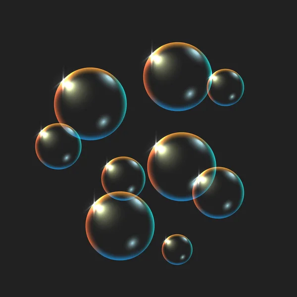 Seifenblasen Setzen Ein Vektor Seifenblasen Isoliert Auf Transparentem Hintergrund — Stockvektor