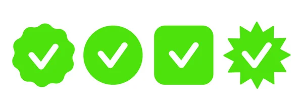 Grünes Häkchen Set Grüner Symbole Mit Häkchen Auf Weißem Hintergrund — Stockvektor