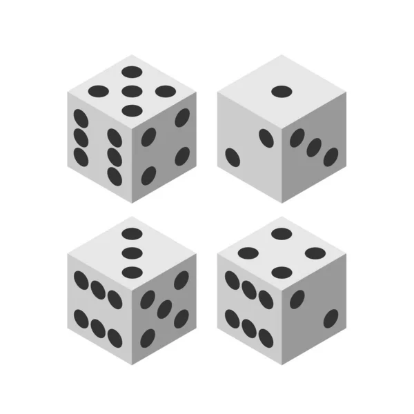 白色3D骰子等量骰子在白色背景下孤立的向量群 — 图库矢量图片