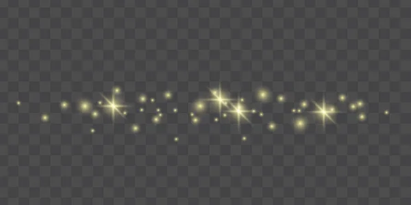 Yellow Sparkle Transparent Background Stardust Lens Flare Vector Illustration Isolated — Stock vektor