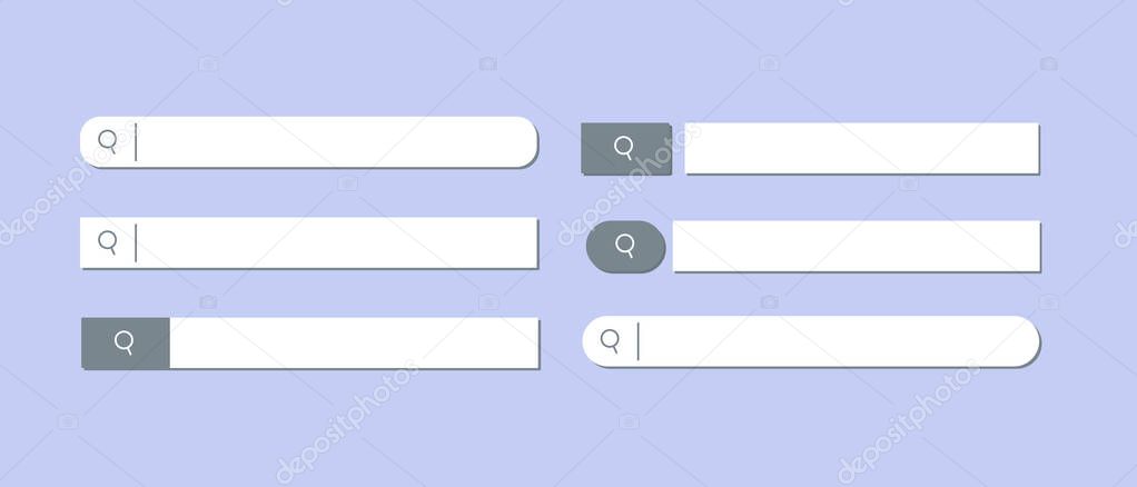 Search bar Set. Search line or field. Vector element for web design.