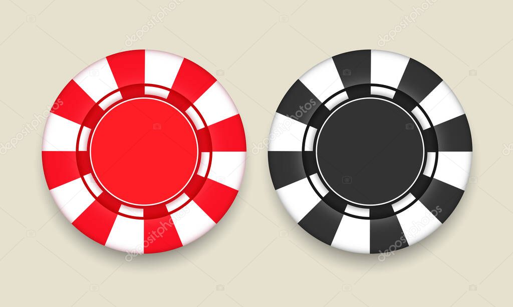 Red and black chips. A set of chips for gambling. Vector illustration.