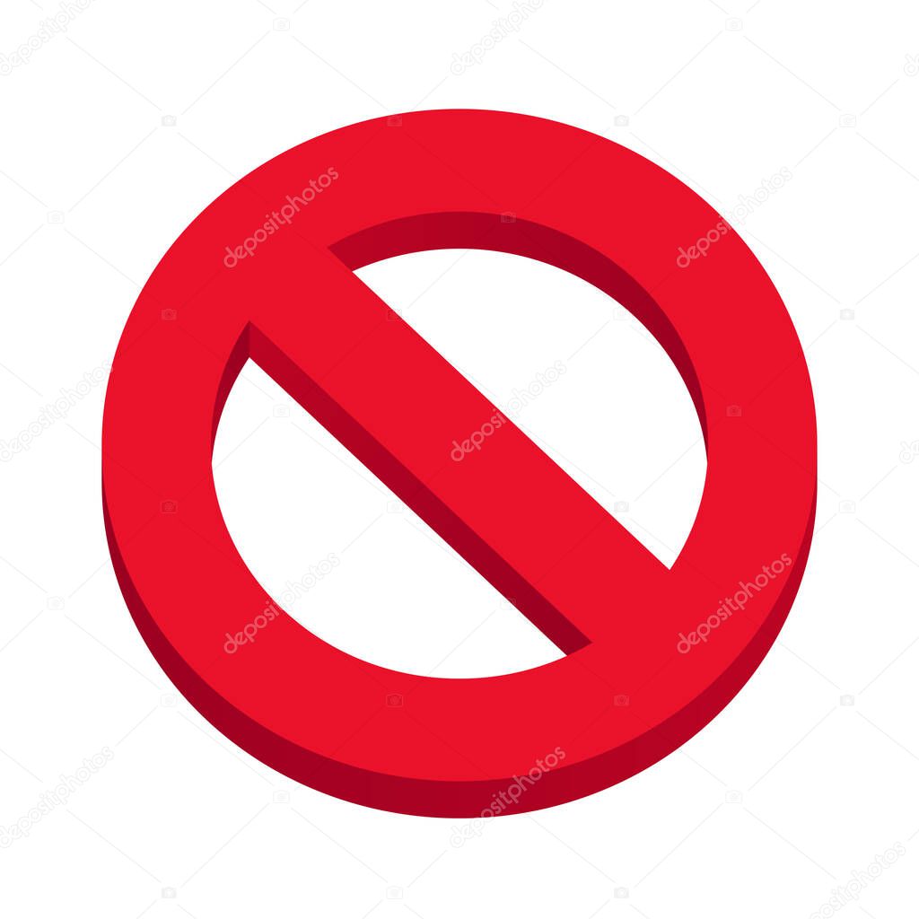  Forbidding 3d sign. Stop sign, prohibition, cancellation, not allowed. Prohibited vector clipart isolated on white background.