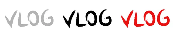 Grunge Inscription Vlog Vlog Rouge Noir Gris Isolé Sur Fond — Image vectorielle