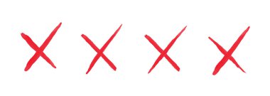 Çapraz simge. Kırmızı ağ simgeleri seti iptal. Fırça darbesi. Beyaz arkaplanda vektör ortamı izole edildi.