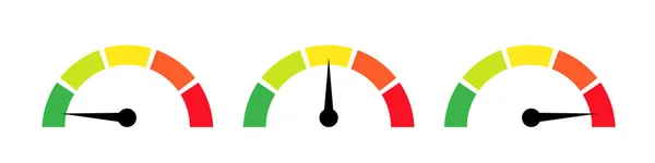 Een Set Snelheidsmeters Auto Snelheid Indicator Zwarte Pictogrammen Geïsoleerd Witte — Stockvector