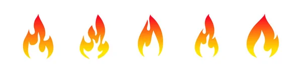 Zapálený Plamen Požární Ikony Ploché Vyobrazení Izolované Bílém Pozadí Vektorový — Stockový vektor