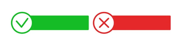 Okボタンとキャンセルボタン 赤と緑のアイコン 白い背景に隔離されたベクトルクリップ — ストックベクタ