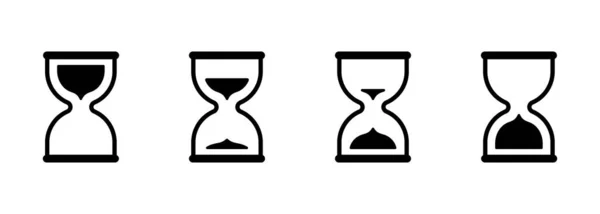 Песочные Часы Набор Икон Черных Песочных Часов Векторный Клипарт Белом — стоковый вектор