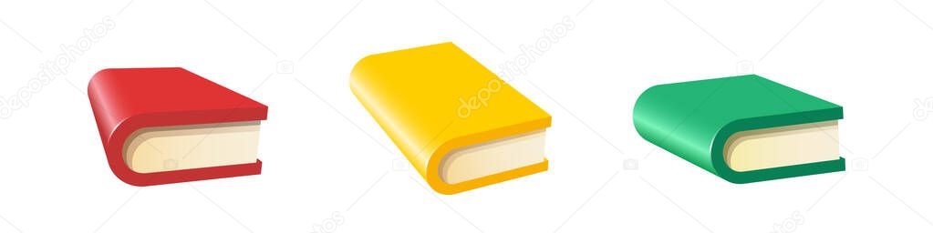 3d books set. Vector clipart isolated on white background.