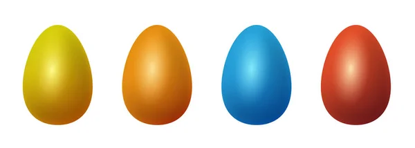 Paaseieren Gezet Meerkleurige Eieren Vector Clipart Geïsoleerd Witte Achtergrond — Stockvector