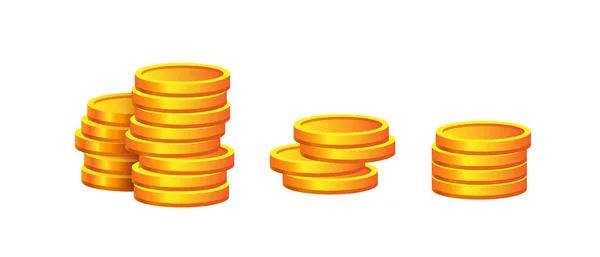 Set Gold Coins Stack Gold Coins Vector Clipart Isolated White — стоковый вектор