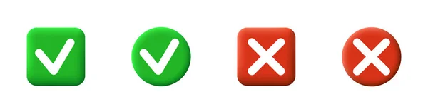 Souhlas Zrušit Tlačítka Červené Zelené Knoflíky Vektorový Kliparty Izolované Bílém — Stockový vektor